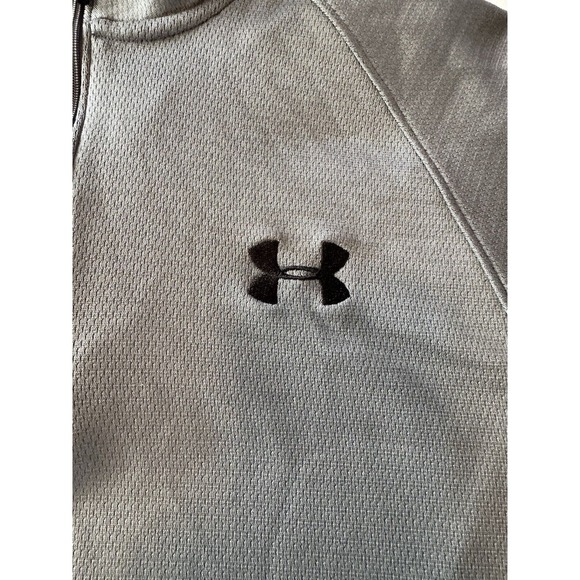 Under Armour Sweatshirt Mens Medium Grey Quarter Zip Mock Neck Golf Athletic - Picture 5 of 15